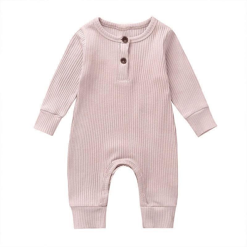 Long Sleeve Baby Romper Solid Color Simple Fashion Infant Jumpsuit Princess Style
