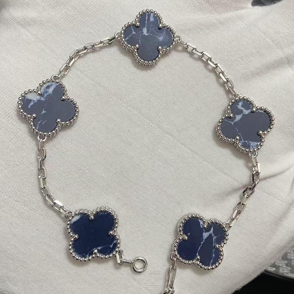 Nuova Versione Bracciale Quadrifoglio Cinque Fiori Agata Rossa Naturale Madreperla Bianca Bracciale da Donna Bracciale Laser
