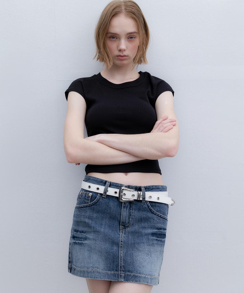 Aendeuel Fade Denim Mini Skirt - Blue