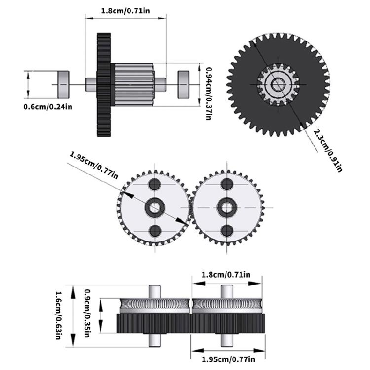 Precise Double Drive Gear Set Hardened Steel for 3D Printer Extruders Enhances Push Force and Reduced Skid