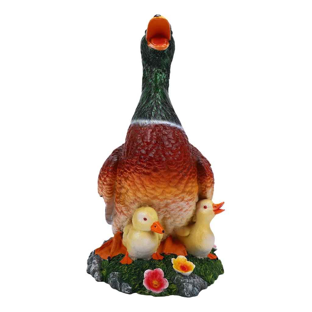 Mallard Duck Decor Garden Statue Resin Duck Mother with Ducklings Figurine Lawn Ornament Yard Animal Sculpture for