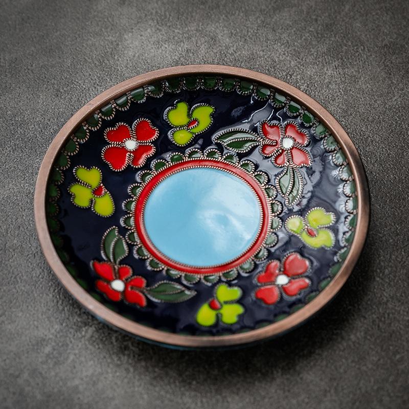 

Kung Fu TeaCup Coaster Tea Ceremony Cup Saucer Enamel Color Copper Tea Bearing Tea Mat Heat Proof Mat Zero Cute Coasters for Cup