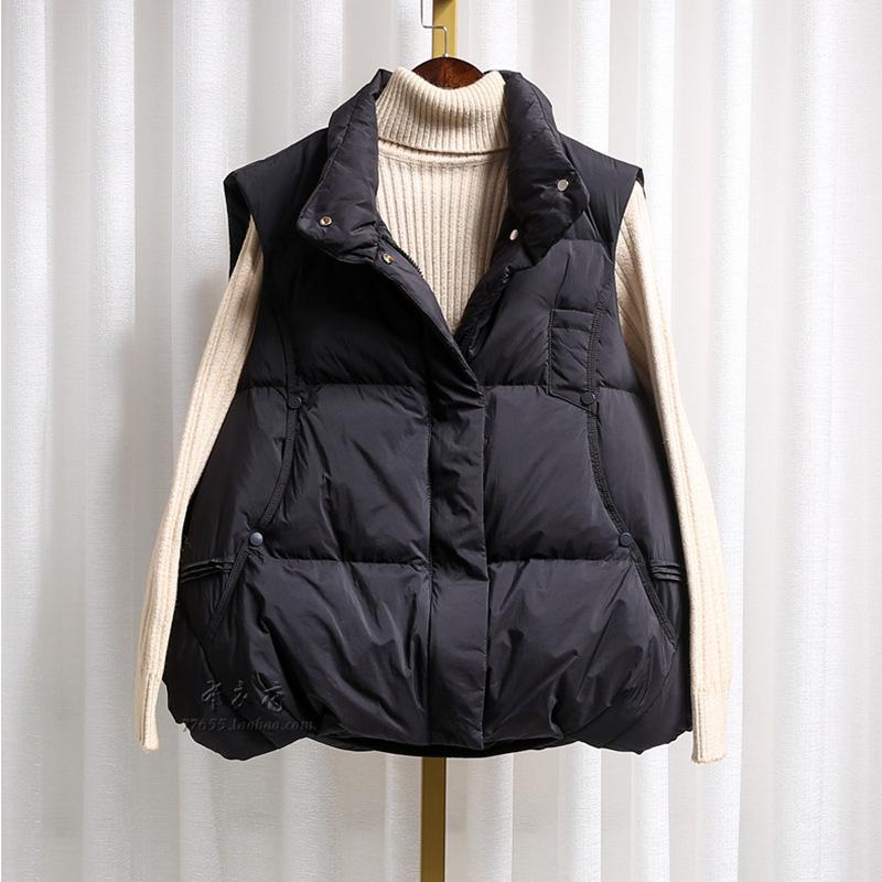 

Хаки воротник-стойка, хлопковая одежда, жилет, женский зимний свободный жилет, короткая универсальная куртка-жилет XL темно-коричневого