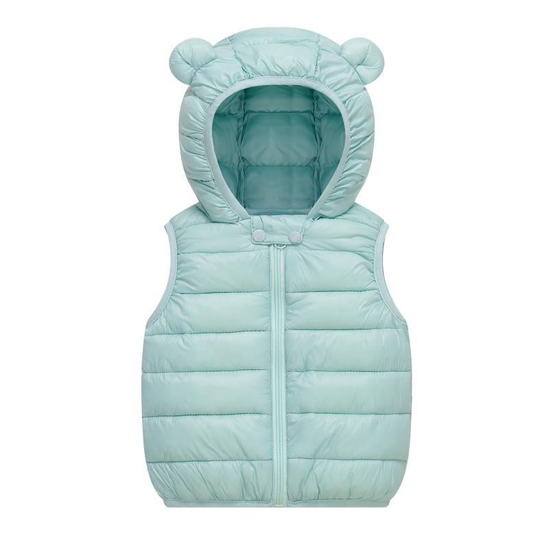 Children's Hooded Down Cotton Vest - Lightweight Winter Wear for Toddlers, Boys, and Girls