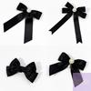 Black Ribbon Bow Pearl Brooch For Women Versatile Shirt Collar Pins Clothing Decoration Ribbon Tie Jewelry Accessories Gifts
