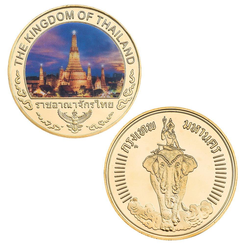 Thai Architecture Commemorative Coin Gift Box Set, Metal Crafts Commemorative Medals Collected by Enthusiasts as Gifts and Souvenirs