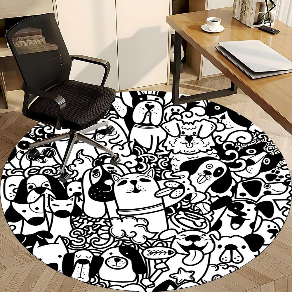 1pc Puppy Pet Office Round Area Rug, Indoor Mat Suitable ForOffice, Under Office Chairs Bedroom Living Room Home Decor, Room Decot231