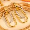 Stainless Steel Metal Double Oval Drop Earrings for Women Fashion Gold Silver Color U Shaped Geometric Earrings Jewelry Gifts