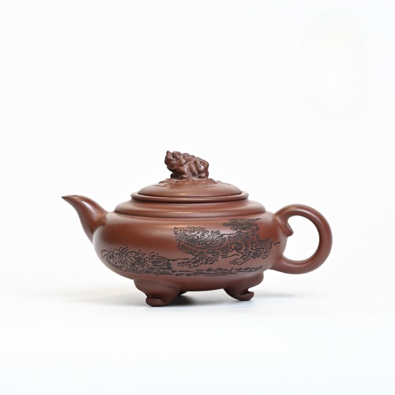 

300ml High-end Yixing Purple Clay Teapots Handmade Tripodia Pot Raw Ore Dragon s Blood Sand Tea Infuser Kettle Zisha Tea Set