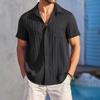 Men's Summer Trendy Solid Color Lapel Sports Casual Shirt