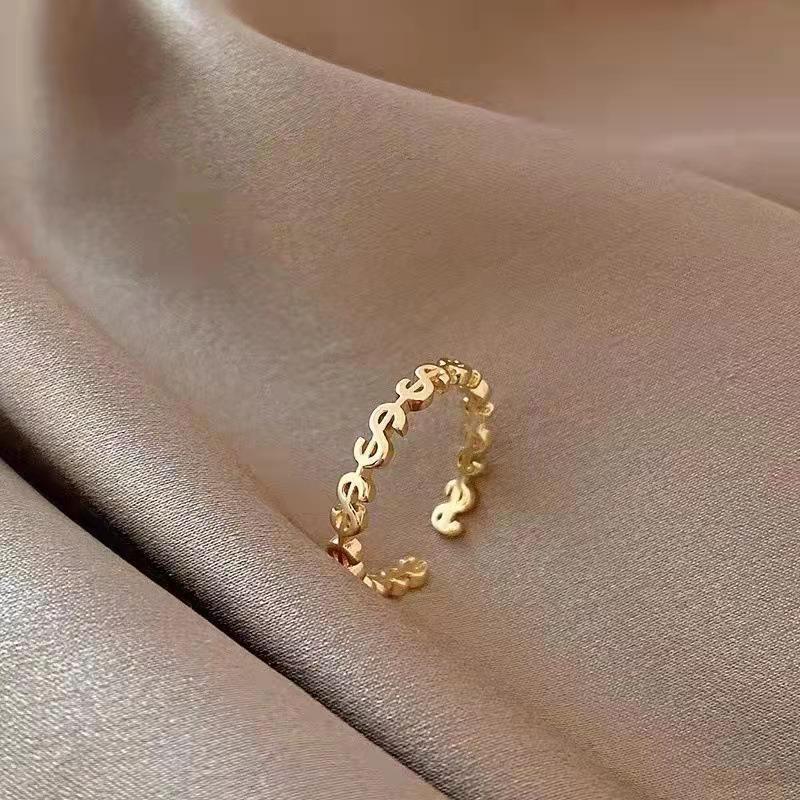 

Модный темперамент $символ Простое кольцо Открытое кольцо Простое модное кольцо Кольцо Кольцо Женский нишевый дизайн Чувство Регулируемый