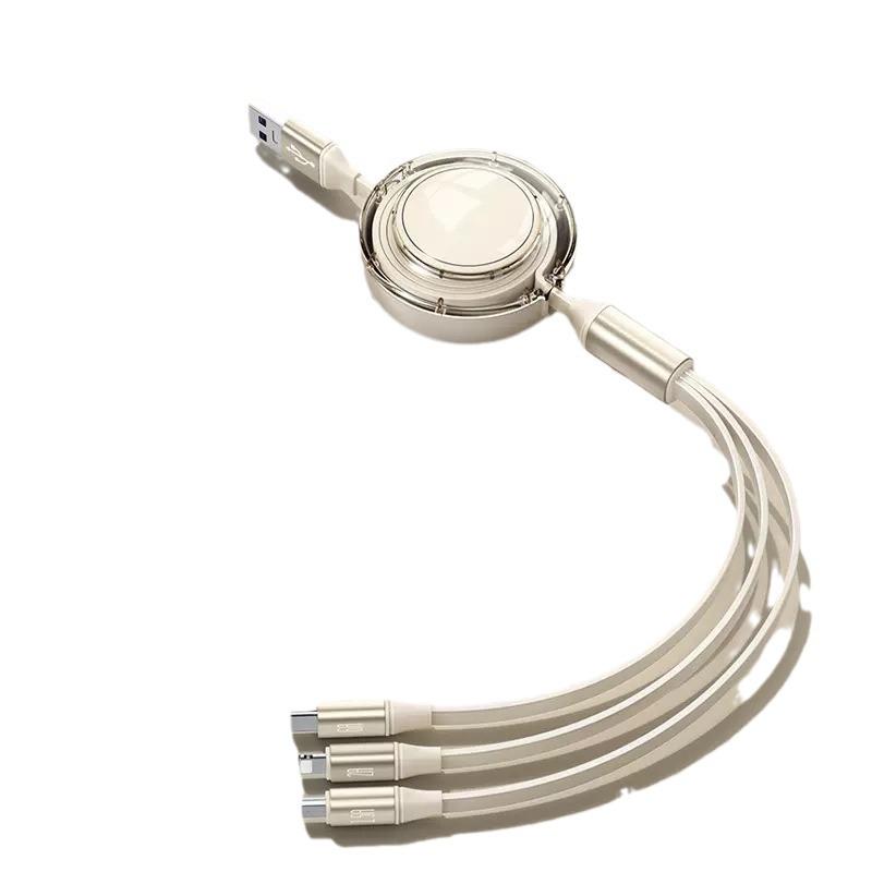 66W Fast Charging Retractable 3-in-1 Universal Cable for Apple & Android
