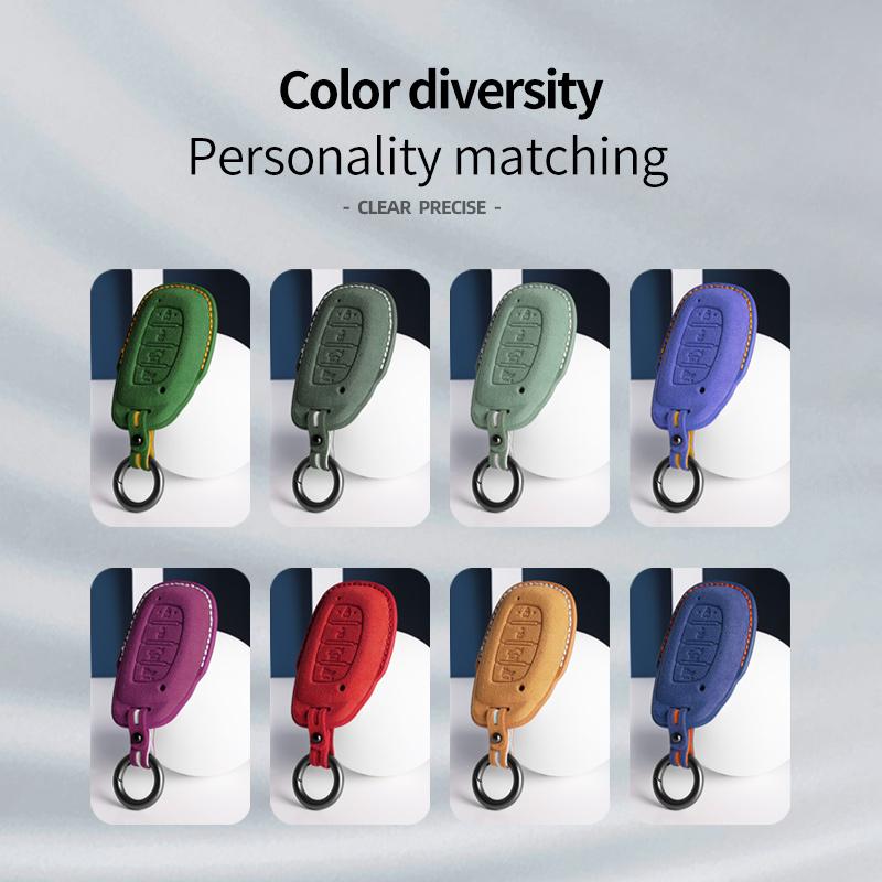 For Hyundai Tucson Santa Fe Rena Sonata Elantra Creta I10 I30 I40 Accessories 4 Button Suede Car Smart Key Case Cover Shell