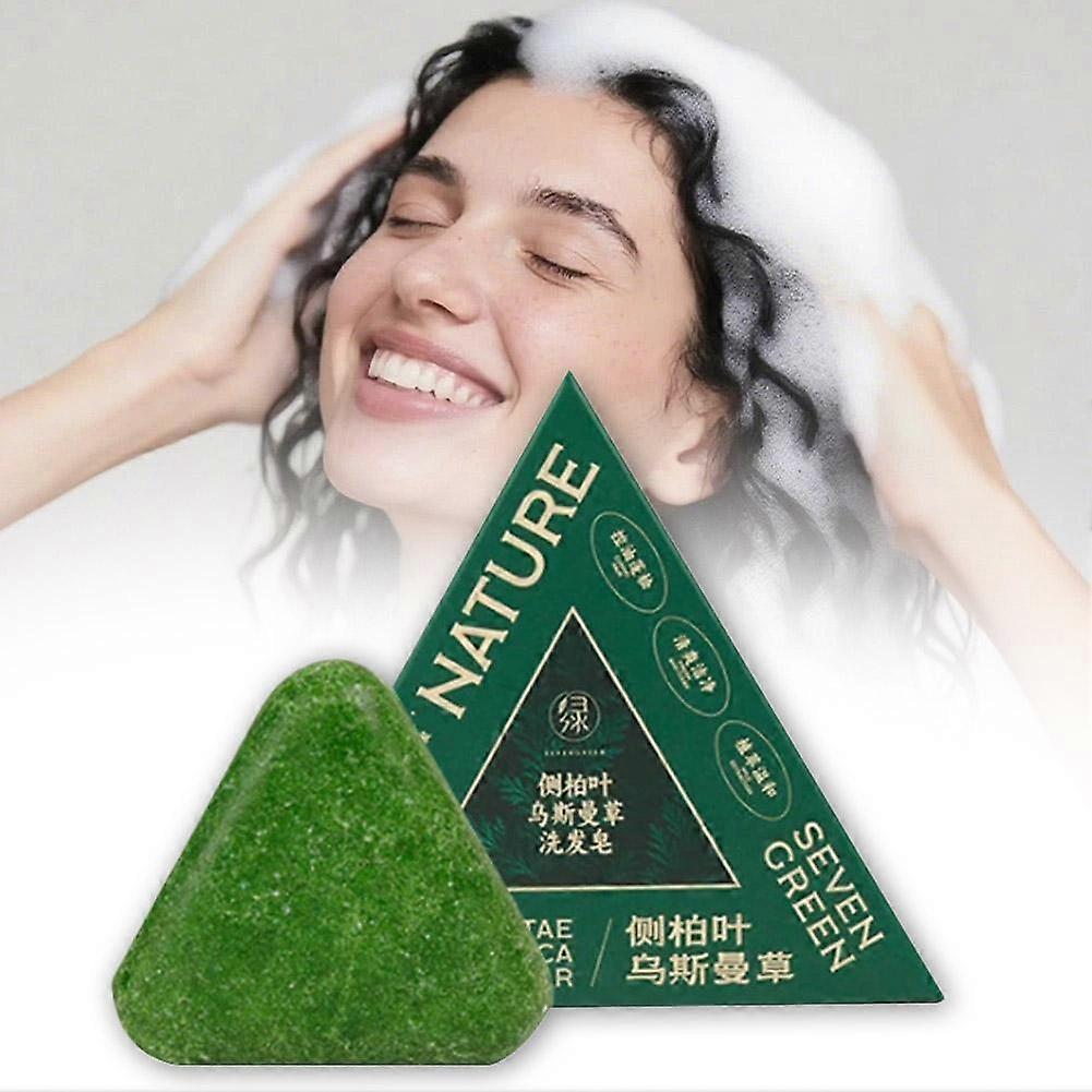 Qilv Platycladus Leaves Shampoo Bar Hair Wash Xinjiang Usman Grass Polygonum Multiflorum Herbal Handmade Hair Strengthening Shampoo Bar