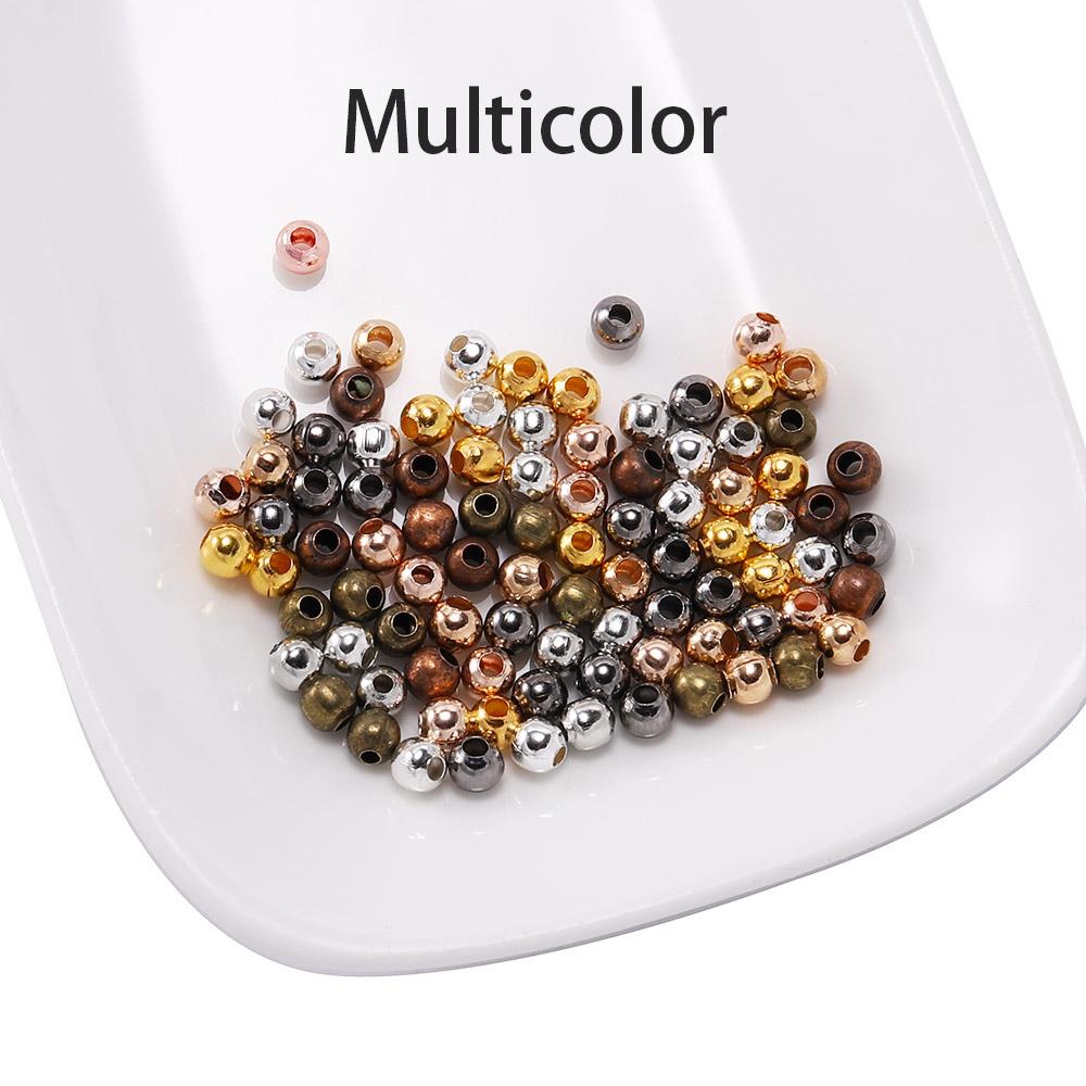 30-300pcs/lot 3 4 5 6mm Gold Color Round Spacer Beads Smooth Ball End Seed Beads For Jewelry Making Finding Accessories Supplies