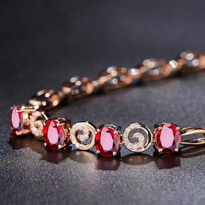 New Seiko Luxury High-end Temperament Pigeon Blood Red Imitation Red Tourmaline Color Treasure Bracelet Women's Hand Jewelry