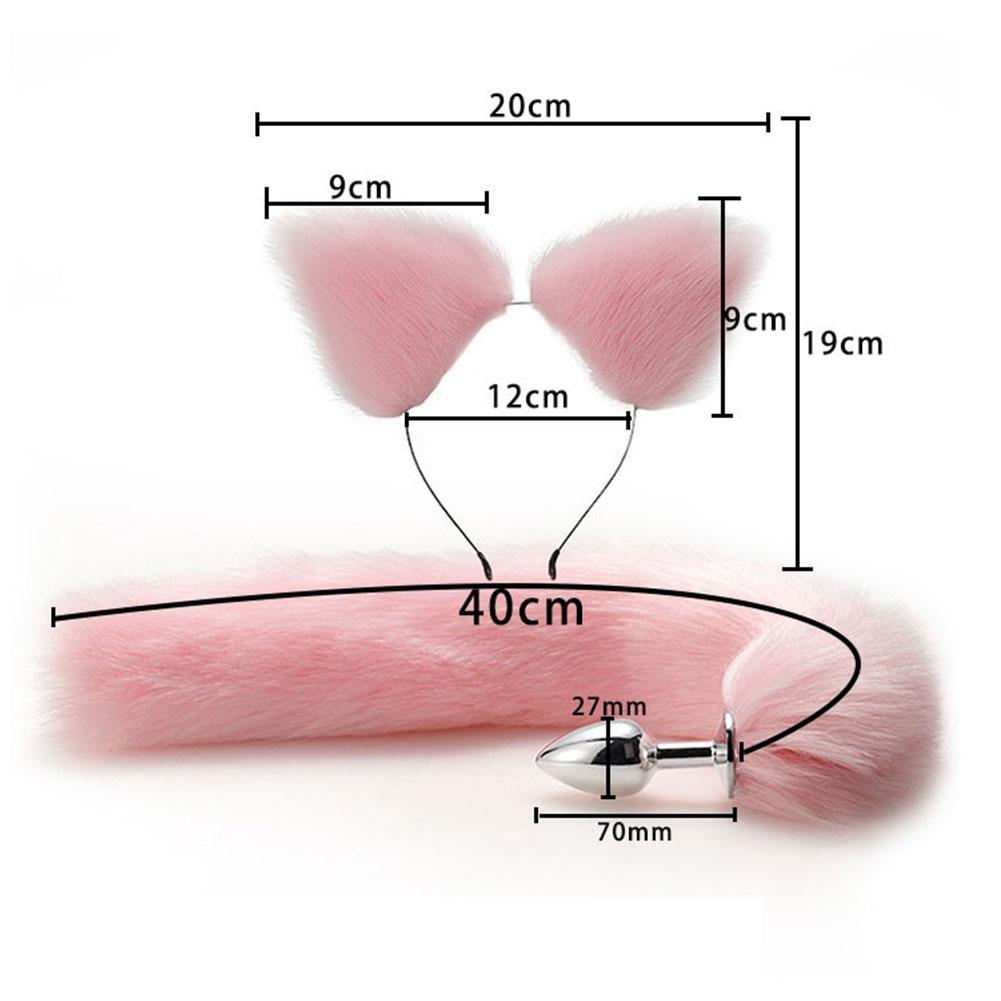 Cute Fox Tail Anal Plug Cat Ears Headbands Set Soft Cat Ears Headbands Collar Erotic Cosplay Couples Accessories SM Sex Toys