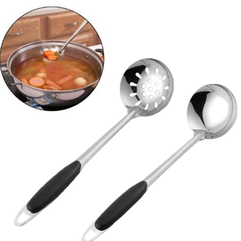 BE_ Kitchen Soup Food Thicken Stainless Steel Ladle Spoon Colander Strainer Filt BE_ Kitchen Soup Food Thicken Stainless Steel Ladle Spoon Colander Strainer Filt
