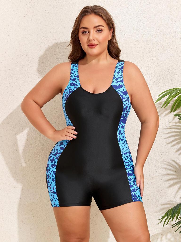 New 2026 European & American Plus Size Women's One-Piece Surfing Swimsuit