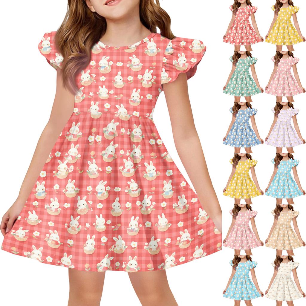Girls' Summer Princess Dress - A-Line T-Shirt Dress Easter Day