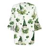 Women's Fashion Casual  Printed V-Neck Pleated Seven Minute Sleeve Ruffle Sleeve T-Shirt Plus Size Tops