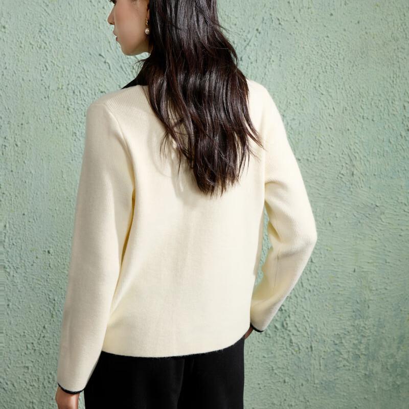 Sancai Women's French Style Color-block Knit Cardigan