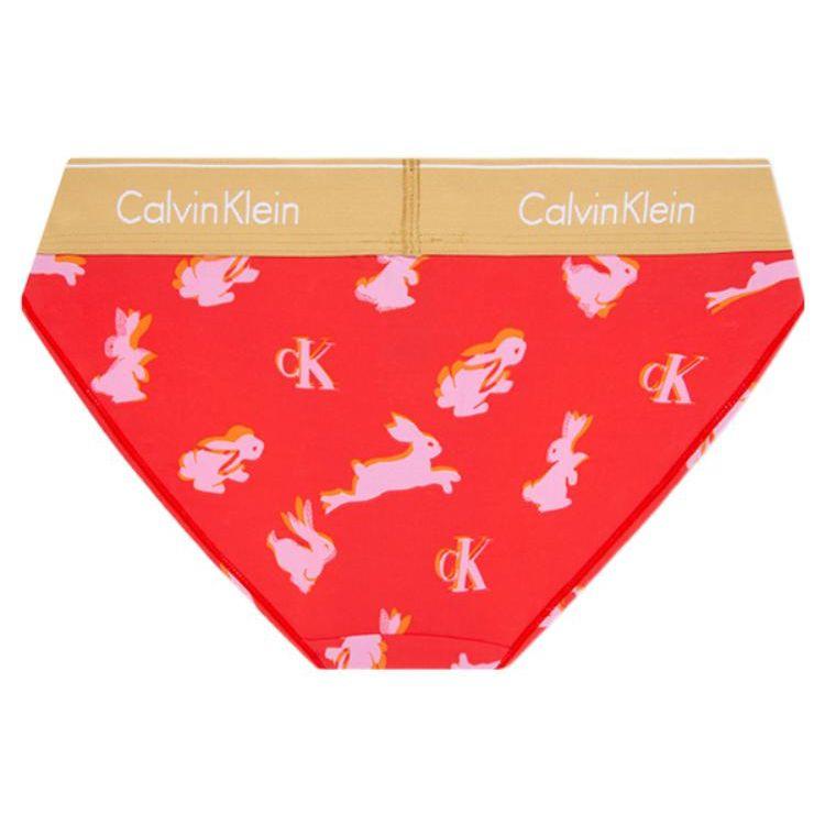Calvin Klein Letter Logo Cartoon Pattern Full Print Triangle Underwear Women Underwear Red QF7274AD-DLQ