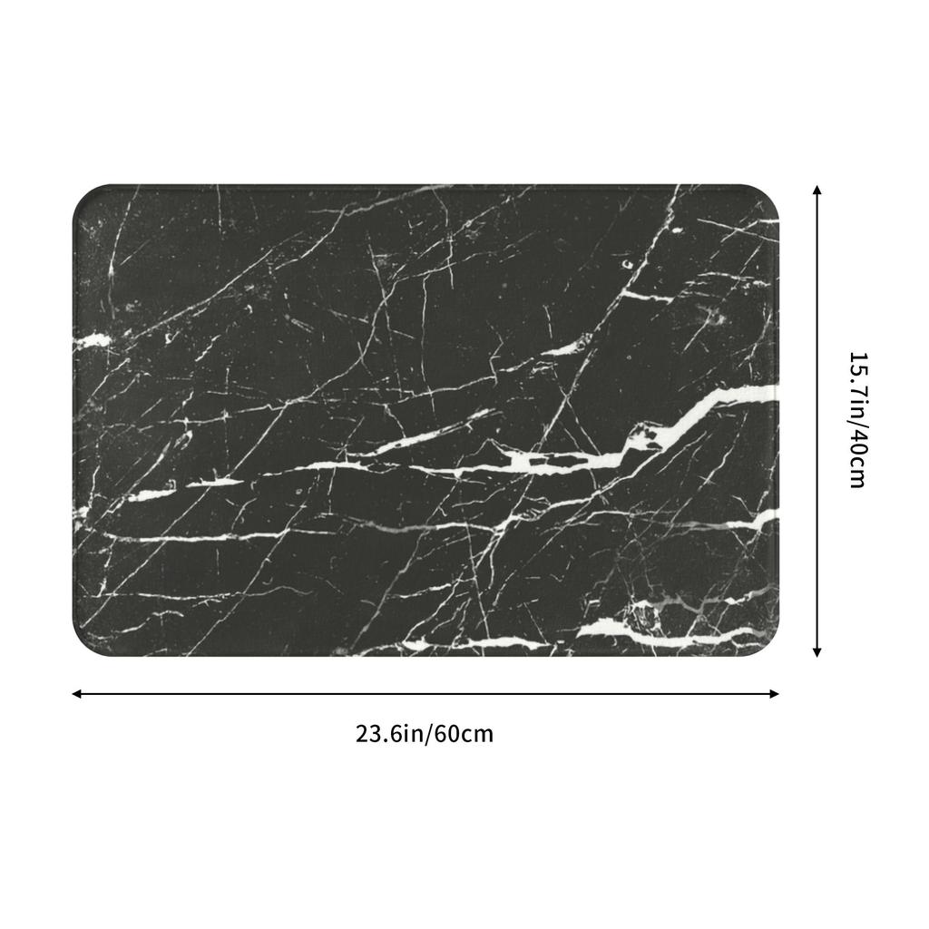Black Rose Gold Marble Crackles Doormat Non-Slip Bathroom Kitchen Mat Toilet Floor Door Entrance Carpet Rug