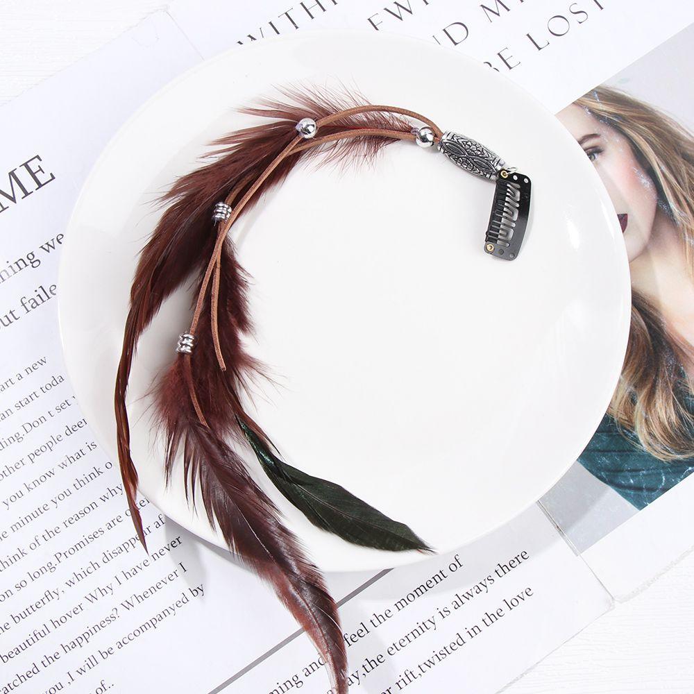 Fashion Handmade Extensions Hippie Headpieces Novelty Hairclips Headband Headwear Feather Hair Rope