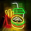 Burger Neon Sign for Burger Shop Decor French Fries LED Neon Light Fast Food Business Signs for Restaurant Store USB Powered