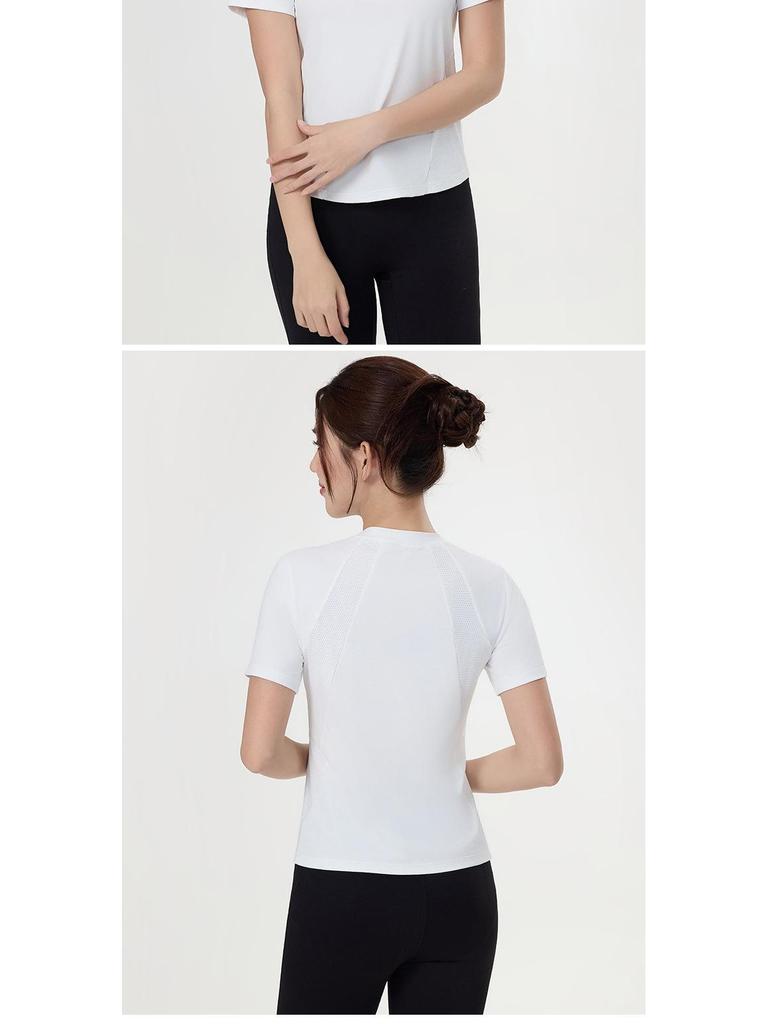 Women's Summer Mesh Patchwork Yoga Sport Top - Slim, Quick-Dry, Breathable, Short Sleeve Fitness T-Shirt