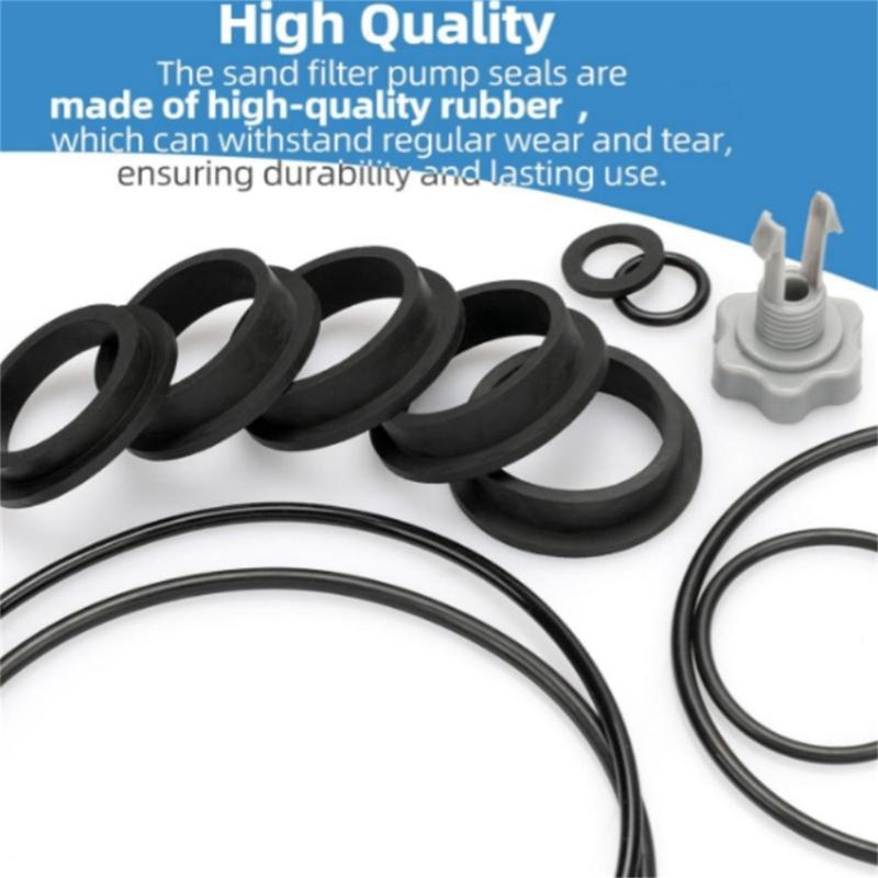Pool Sand Filter Pumps Gasket Repair Set With L Shape O-Rings And Air Release Valves For Leak Prevention And Sealing