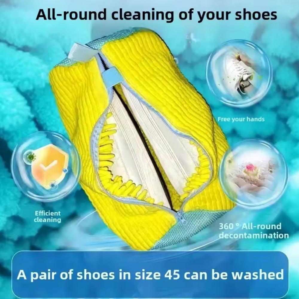 1/2/4PCS Shoe Washing Machine Bag with Liquid Shoe Brush Set Durable Laundry Shoe Bag and Soft Bristle Clean Brush for All Shoes