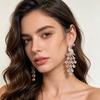 High-End Peacock Water Drop Diamond Tassel Earrings: Ethnic Style, Exaggerated Long Dangles