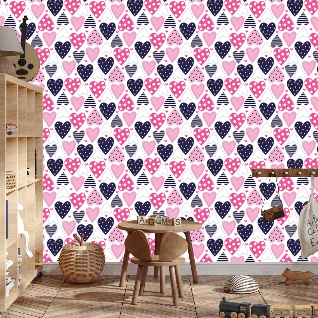 Colorful Hearts Wallpaper for Living Room and Bedroom 50x1000