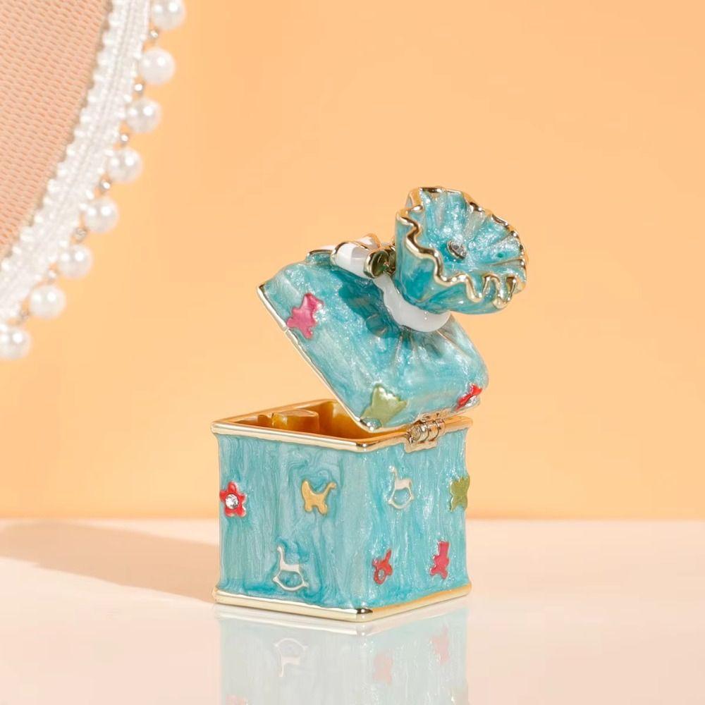 Pink Candy Jewelry Box Enamel Color Trinket Box Storage Container Candy Canister  For Necklaces