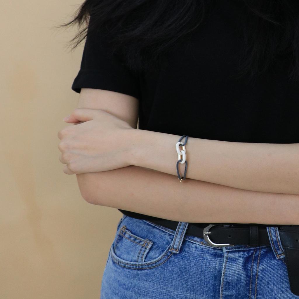 Gaman Commitment Ivory Enamel Gray Cord Bracelet