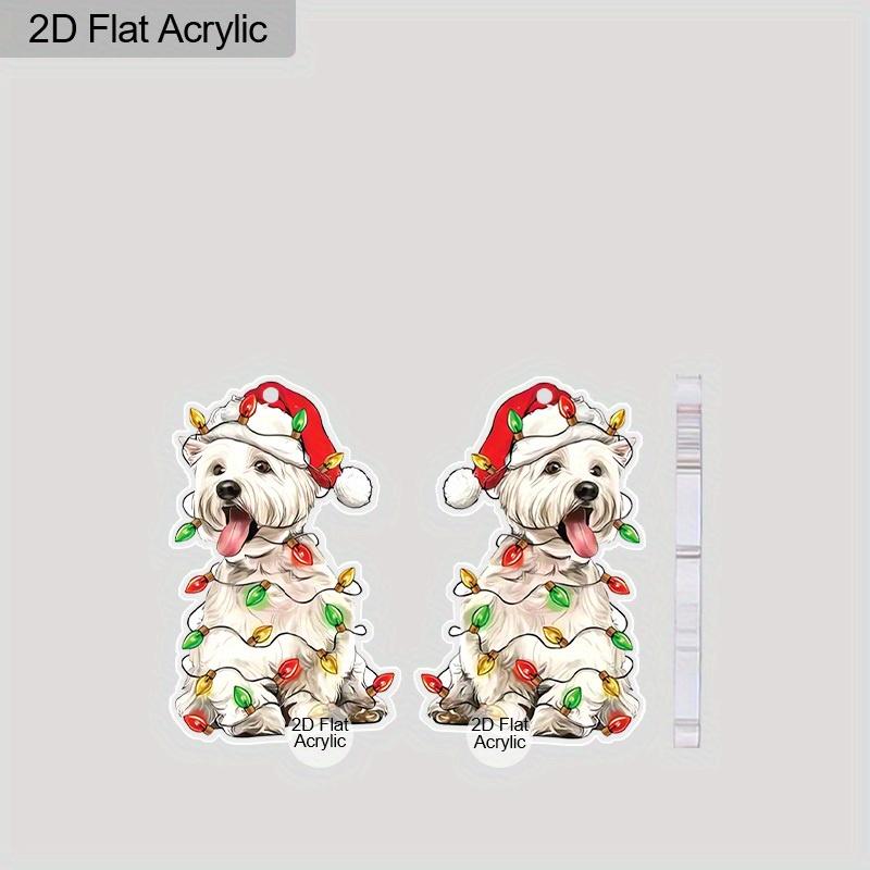 2D Flat Christmas Earring Cute Animal Earrings Christmas Dog Earrings for Women Holiday Christmas Gifts