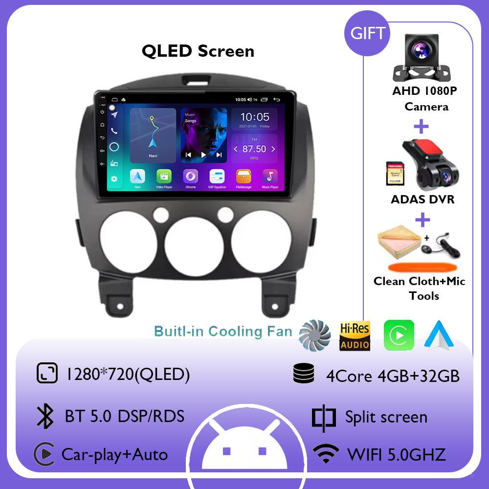 Android 14 Auto Car Screen For Mazda 2 DE 2007-2014 Wireless Carplay Stereo 4G+WIFI Car Radio Multimedia Navigation Screen GPS