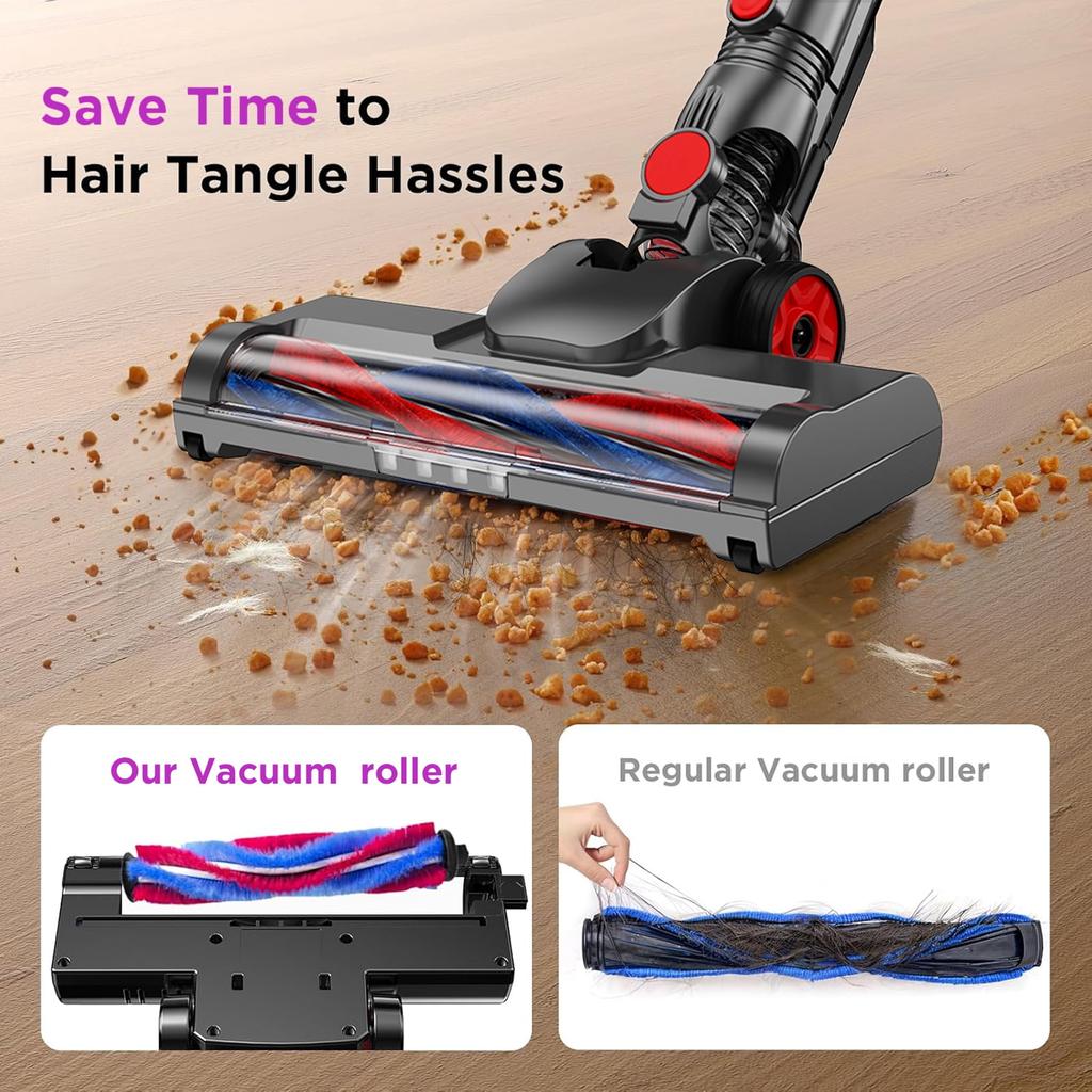 Cordless Vacuum Cleaner, 38000PA/450W 50min 2500mah for Home Pet Hair Carpet Wood Floor