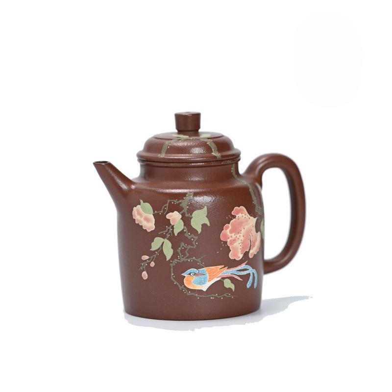 

300ml High-end Yixing Purple Clay Teapots Handmade Colored Drawing De Zhong Pot Raw Ore Di Cao Qing Mud Kettle Zisha Tea Set Cha