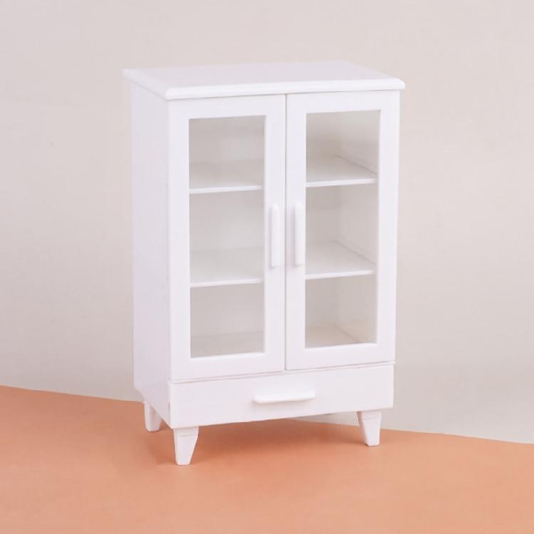 White Mini Cabinets 1/12 Scale Dollhouses Furniture Modern Kitchen Storage Shelves For Miniature Displays