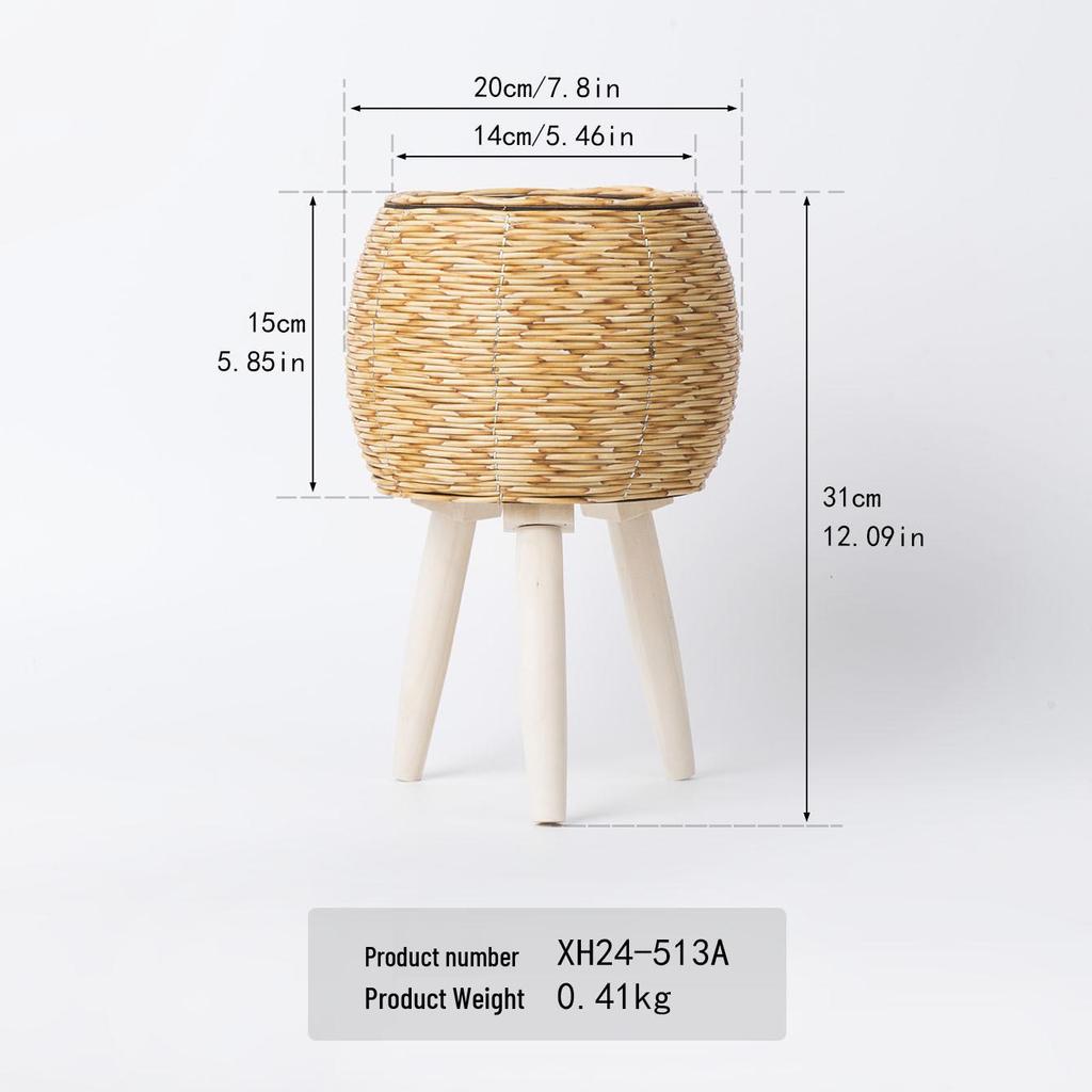 Nordic Rattan Woven Triangle Flower Stand Succulent Holder