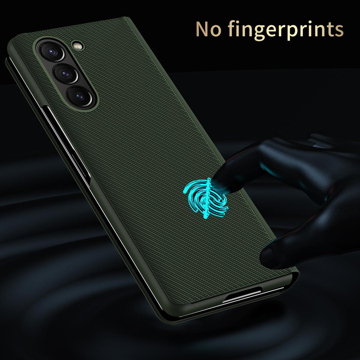 

For Samsung Galaxy Z Fold6 5G Case Kevlar Texture Leather+PC Stand Phone Cover Green
