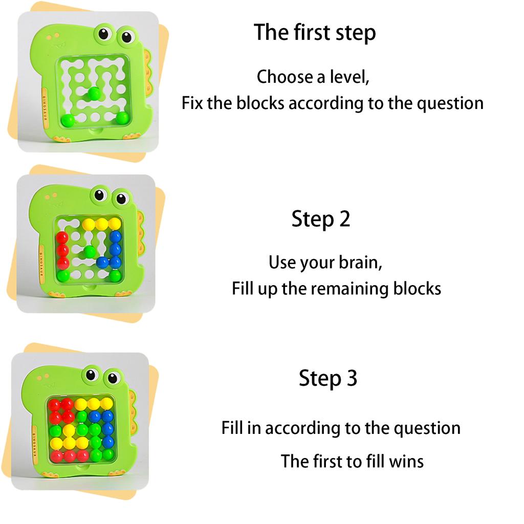 Dinosaur Intelligence Magic Bead Toy, Children's Interactive Thinking Training, Early Education Shape Matching Toy