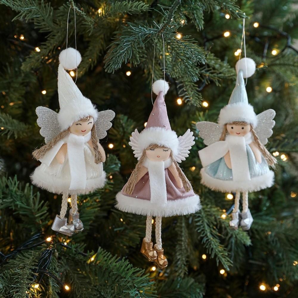 Cute Angel Girl Doll Ornaments Fabric Animal Pendants Christmas Gift Doll Decorations Christmas Tree Hanging Ornaments