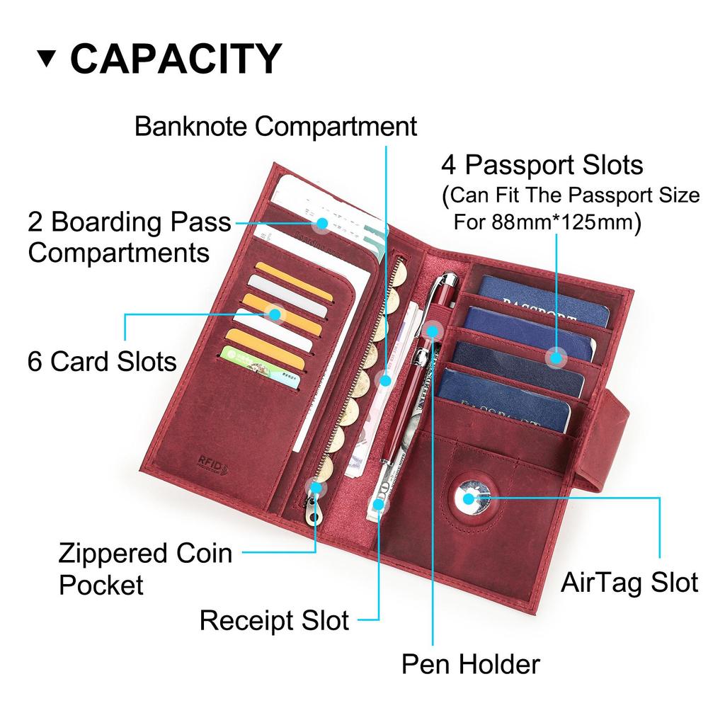 CONTACT'S Hakiki Deri Erkek Clutch Cüzdan Pasaport Tutucu Uzun Çanta Kredi Kartı Yuvası Taşınabilir Kart Çantası Seyahat Cüzdanları