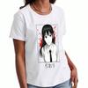 T-shirt en Coton Unisexe Fille Anime Attaquante, Impression Premium Coton Pur, Durable, Décontracté Et Tendance, Graphiques Mignonnes de Fille Tenant un Pistolet, Doux Et Confortable