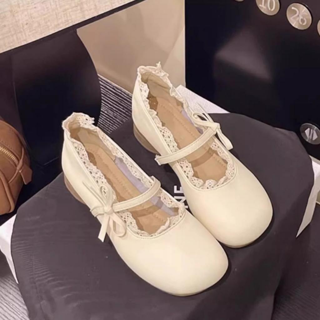 2025 spring and summer new French low-heeled Mary Jane single shoes women's skirt evening shoes shallow mouth Lolita small leather shoes