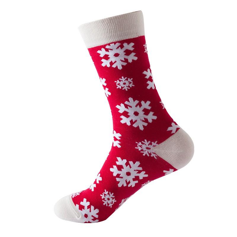 Creative Christmas Socks Cartoon Snow Tree Mid-Calf Cotton Blend Casual Men Women
